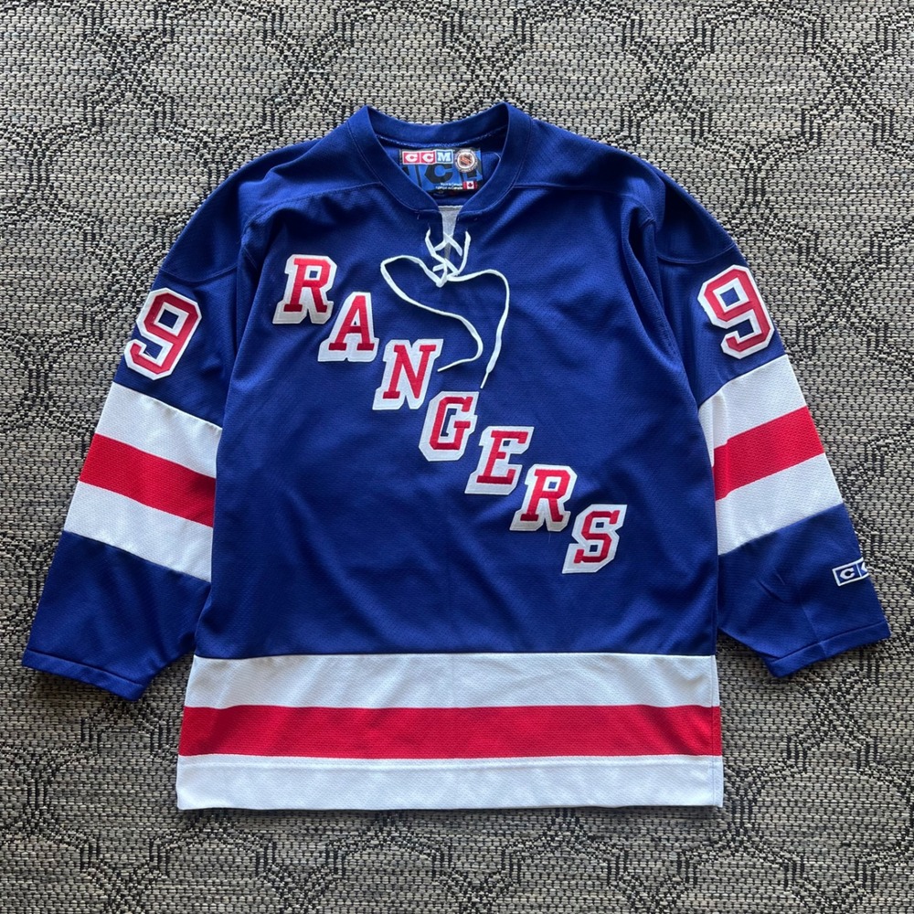 Vintage CCM Hockey Jersey Mens Large Blue Wayne Gretzky New York‎ Rangers NHL